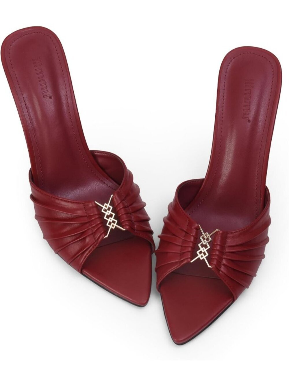 Women's Red Faux Leather Pointed Peep Toe Stylish Elegant Comfortable High Heel